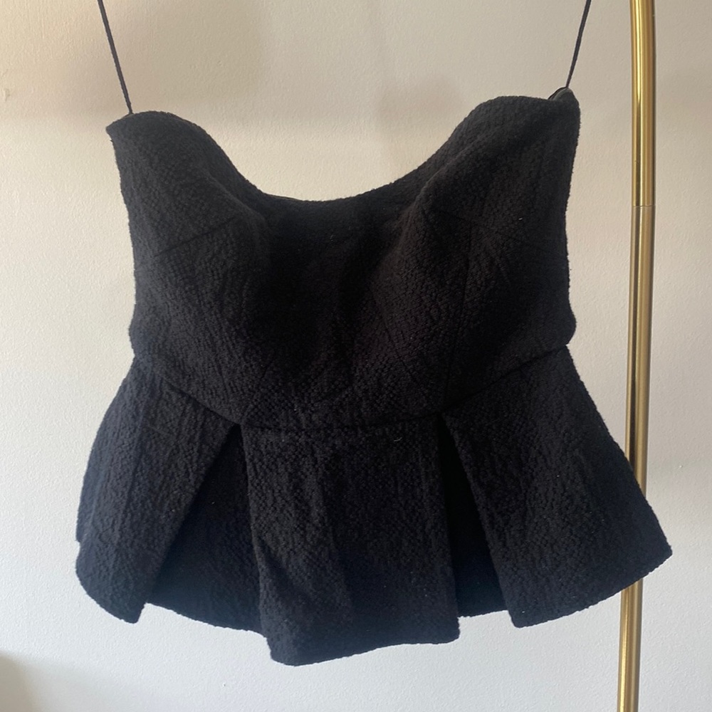 Free People Strapless Black Pleated Top